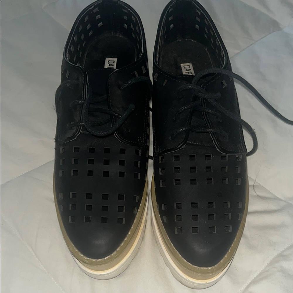 Cape Robbin Black and Gold Oxfords